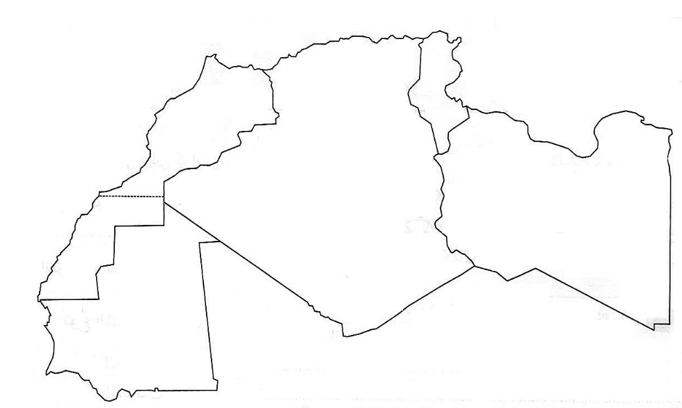 صور خريطة المغرب العربي صماء بالابيض والاسود