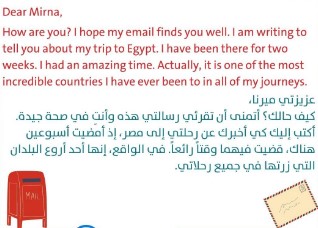 تعبير عن إرسال رسالة إلى صديقي المفضل بالإنجليزية والعربية